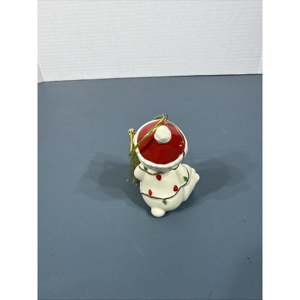 LENOX Teddy Bear With Christmas Lights and Santa Hat 3 1/2" Porcelain Ornament - Picture 3 of 7